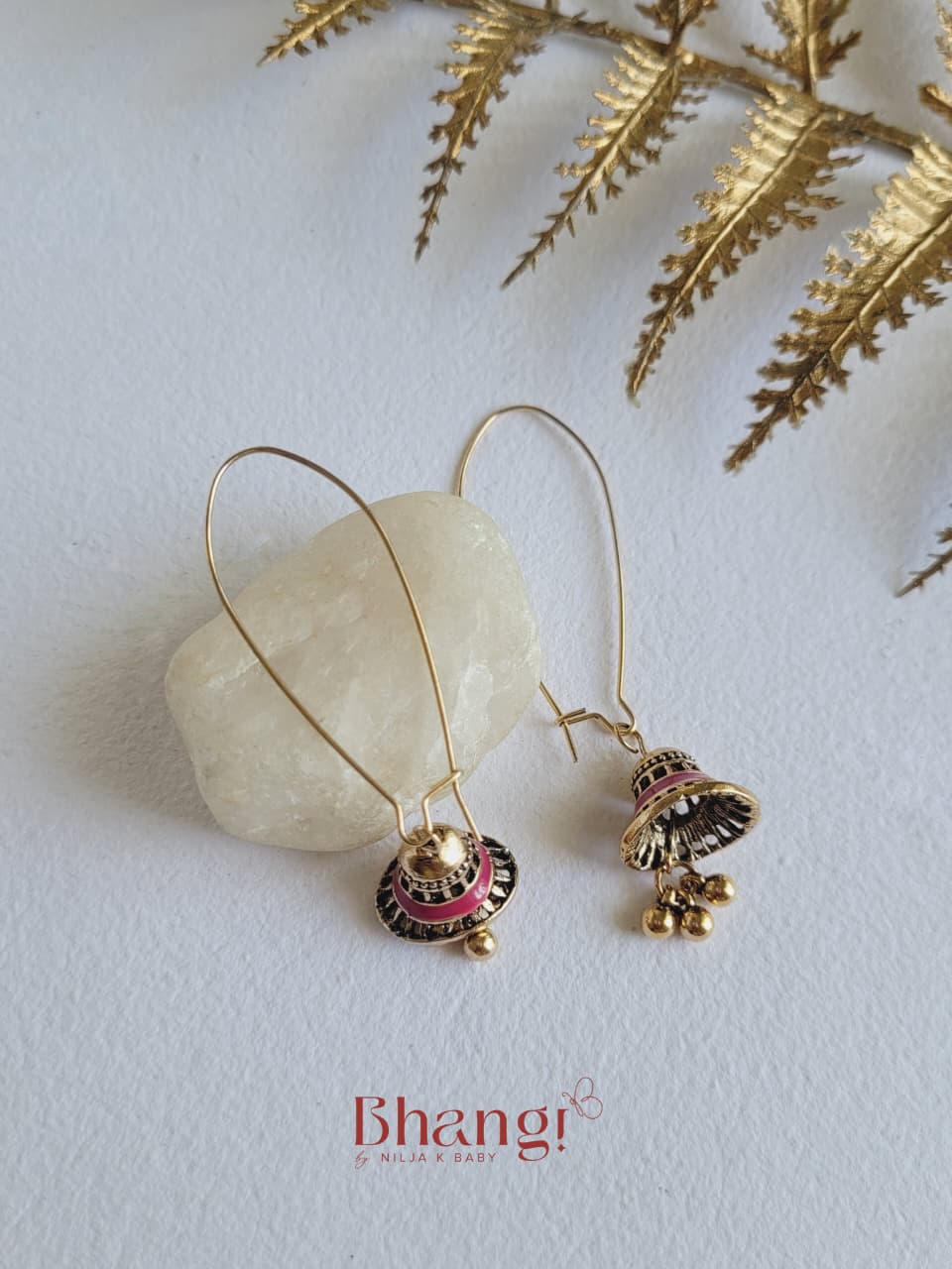 Mira Pink Jhumka Earrings