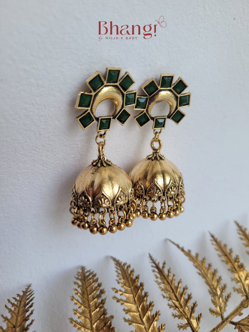 Mira Green Jhumka Earrings