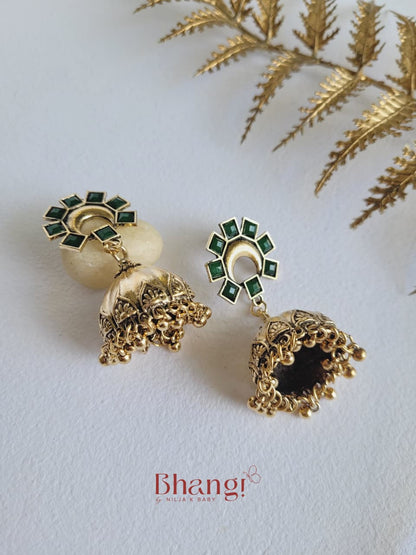 Mira Green Jhumka Earrings