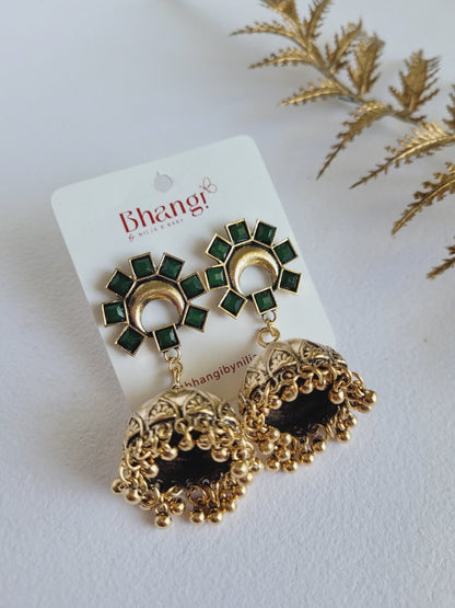 Mira Green Jhumka Earrings