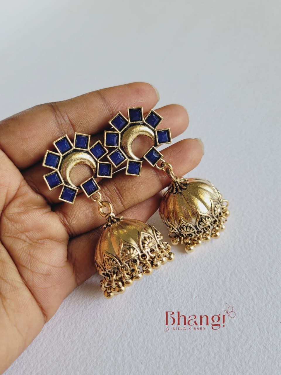 Nira Blue Jhumka Earrings
