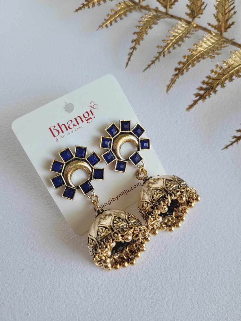 Nira Blue Jhumka Earrings