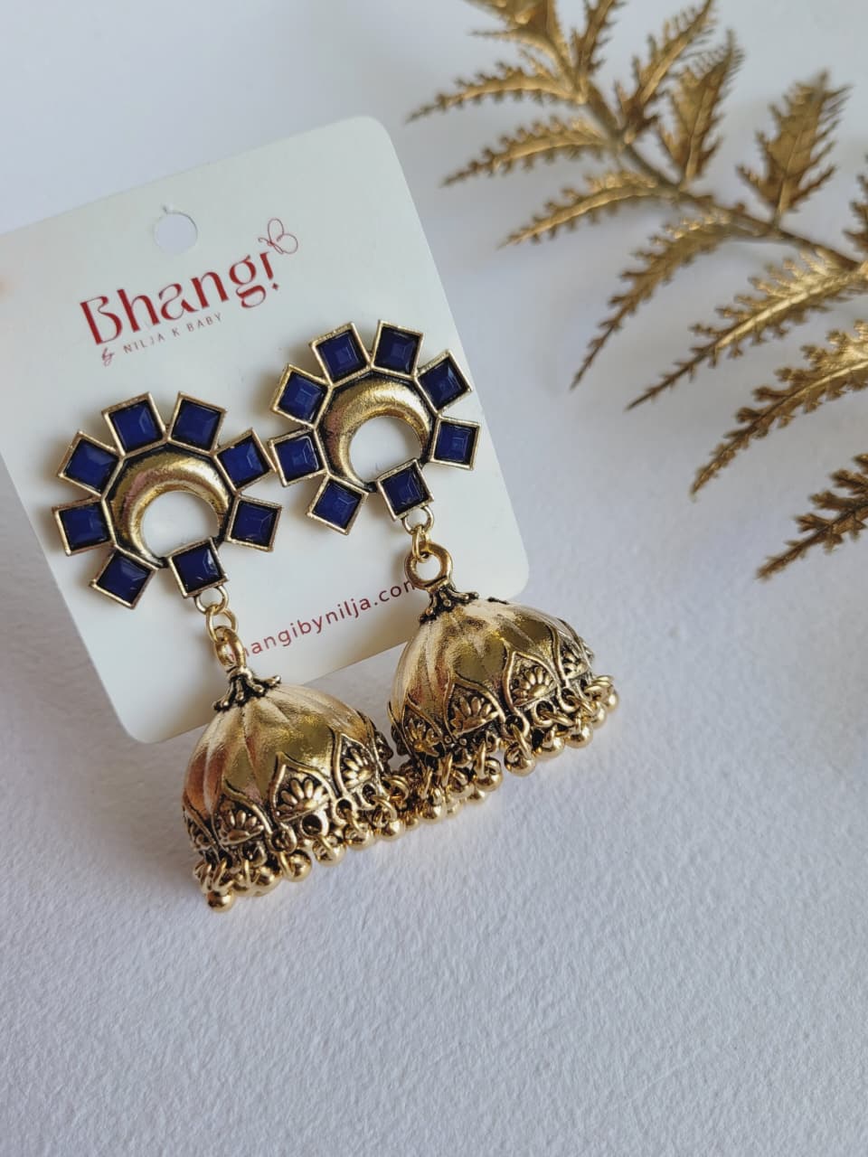 Nira Blue Jhumka Earrings