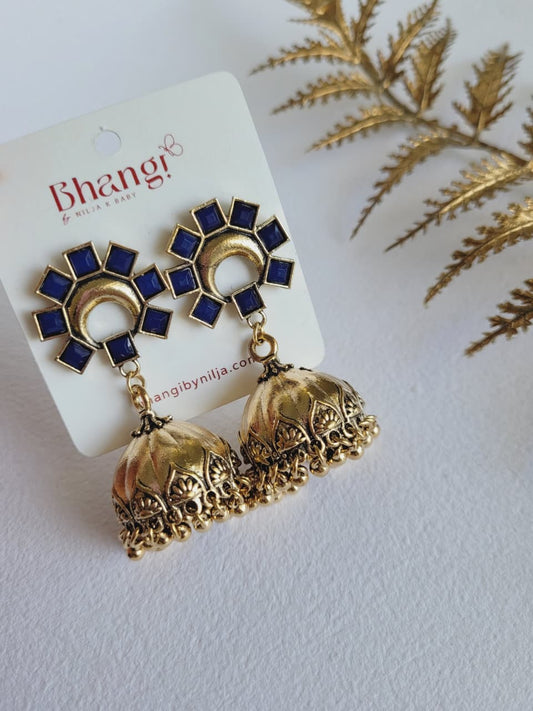 Nira Blue Jhumka Earrings