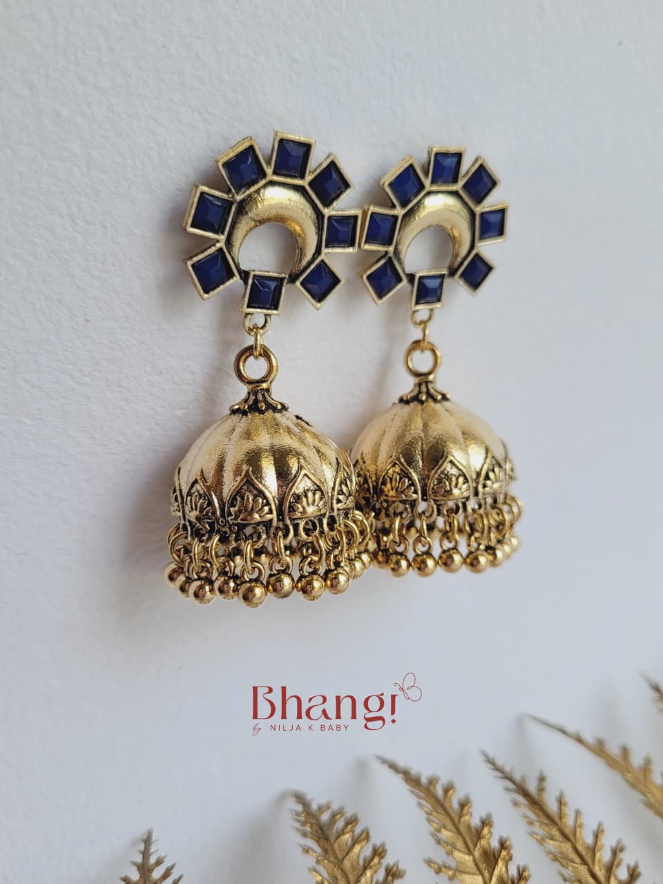 Nira Blue Jhumka Earrings