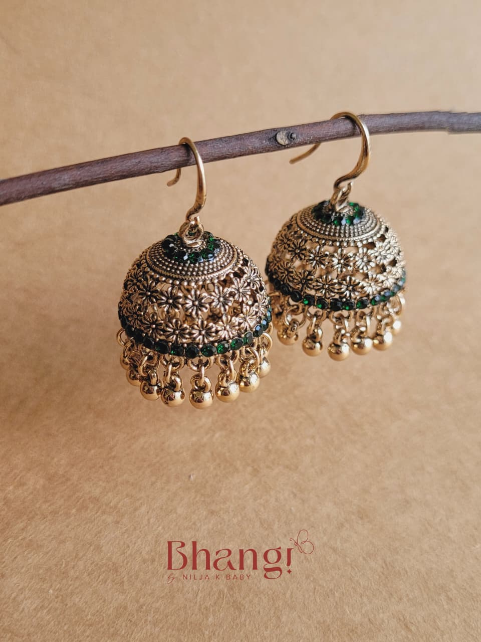 Sundari Jhumka - Green