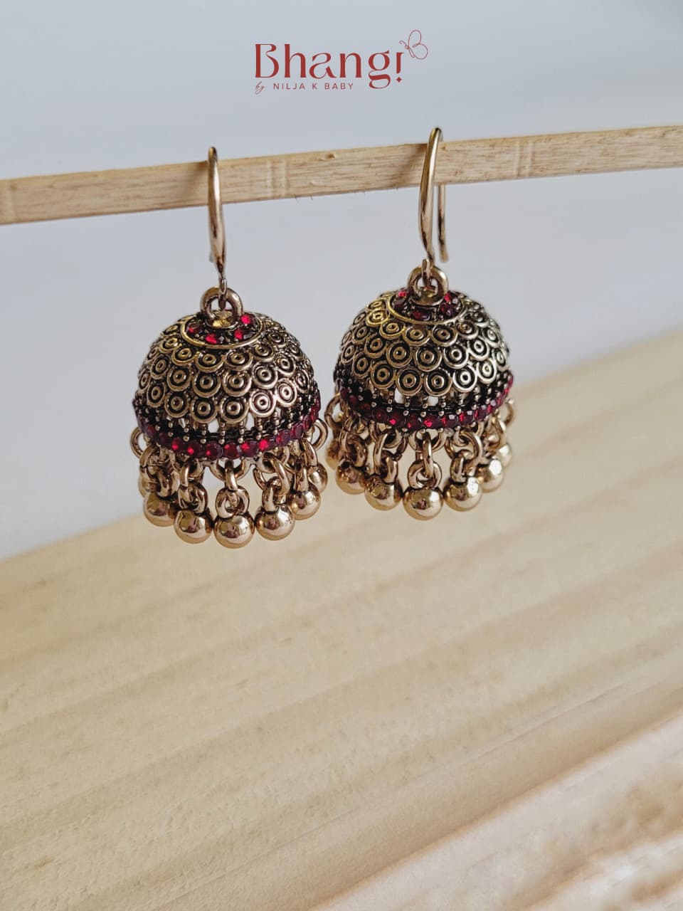 Mini Sundari Jhumka - Ruby Red