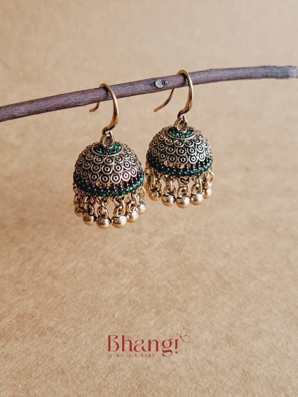 Mini Sundari Jhumka - Green