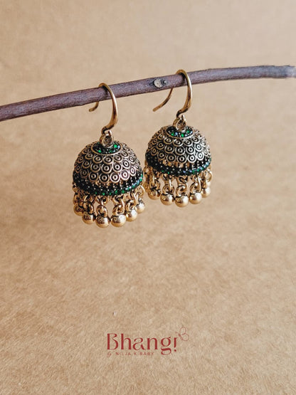 Mini Sundari Jhumka - Green