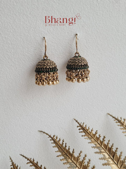 Mini Sundari Jhumka - Green