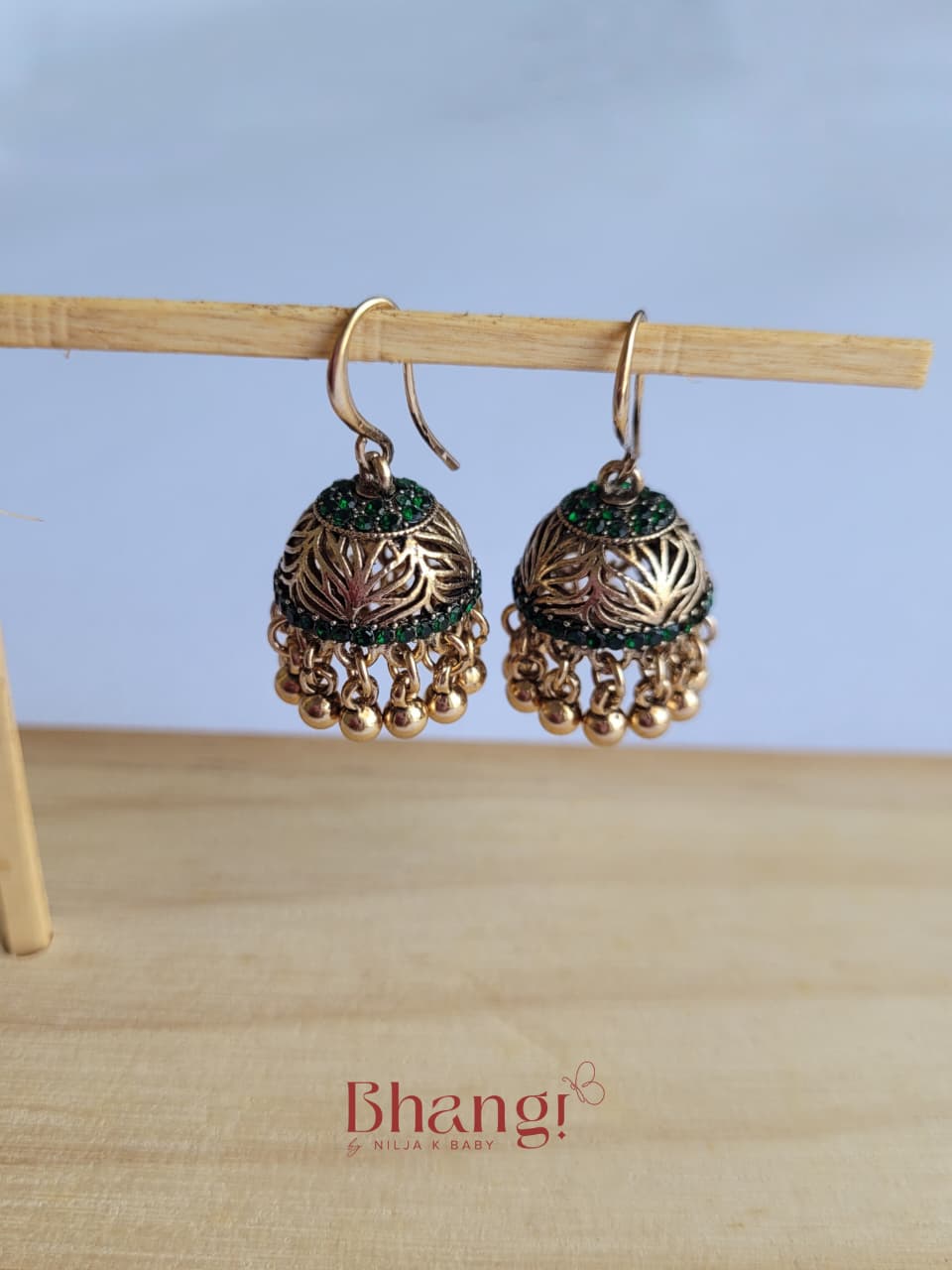 Mini Sundari Jhumkas – Veda Green