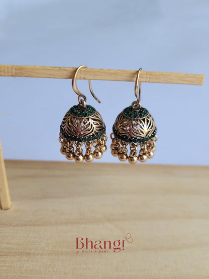 Mini Sundari Jhumkas – Veda Green