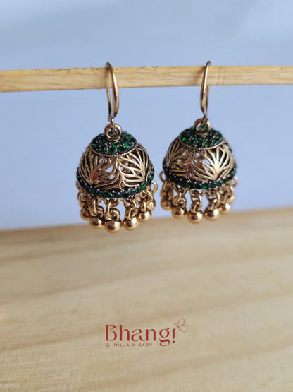 Mini Sundari Jhumkas – Veda Green