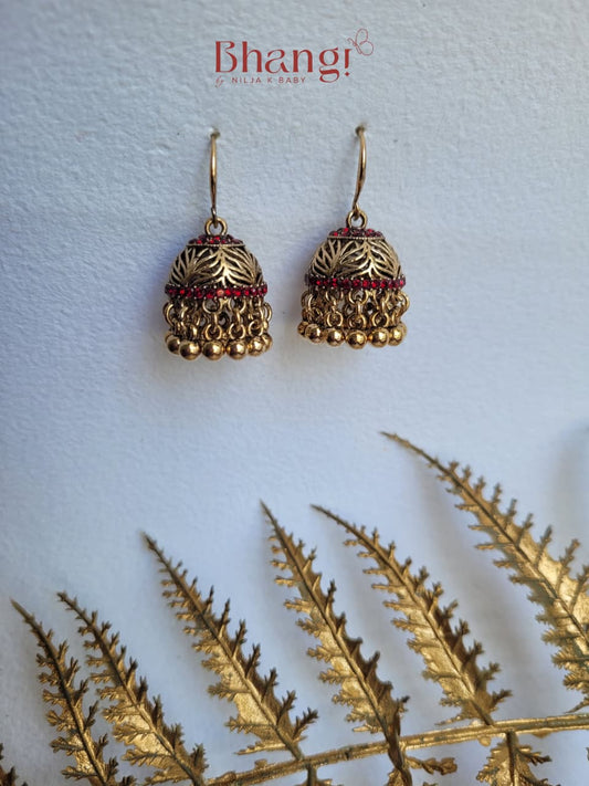 Mini Sundari Jhumkas – Veda Red