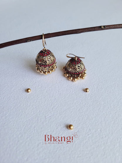 Mini Sundari Jhumkas – Veda Red