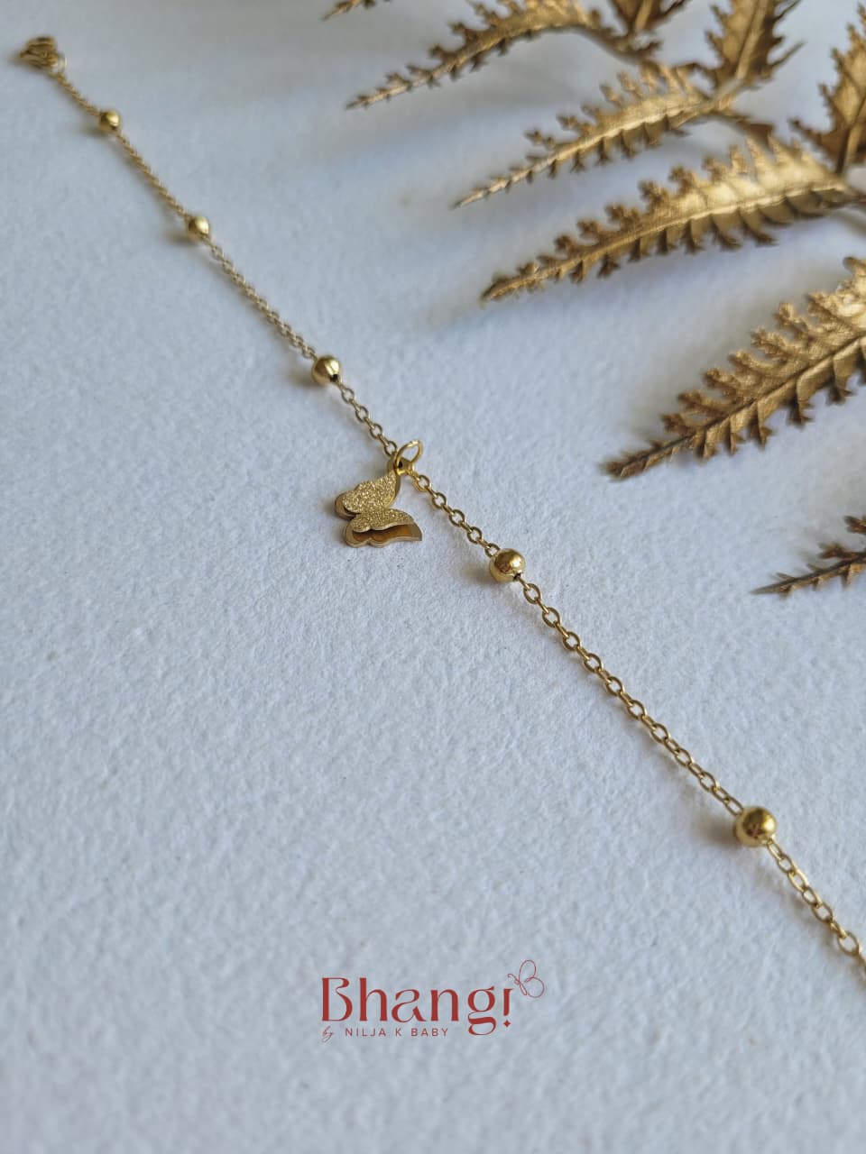 Flutter Charm Single Anklet – Premium Anti-Tarnish Gold Anklet (Single Piece)