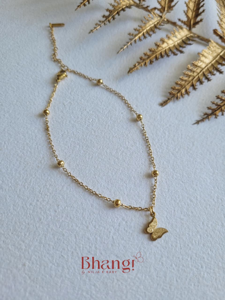 Flutter Charm Single Anklet – Premium Anti-Tarnish Gold Anklet (Single Piece)