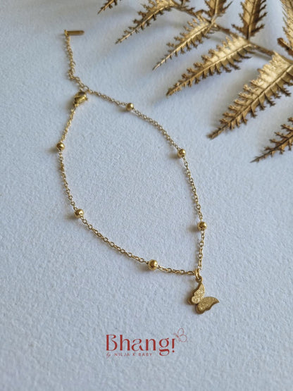 Flutter Charm Single Anklet – Premium Anti-Tarnish Gold Anklet (Single Piece)