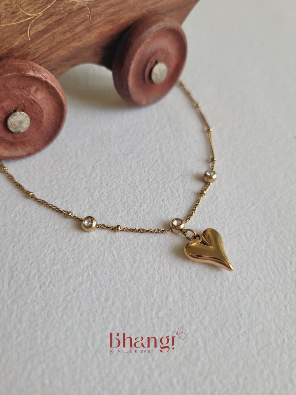 Golden Heart Charm Single Anklet