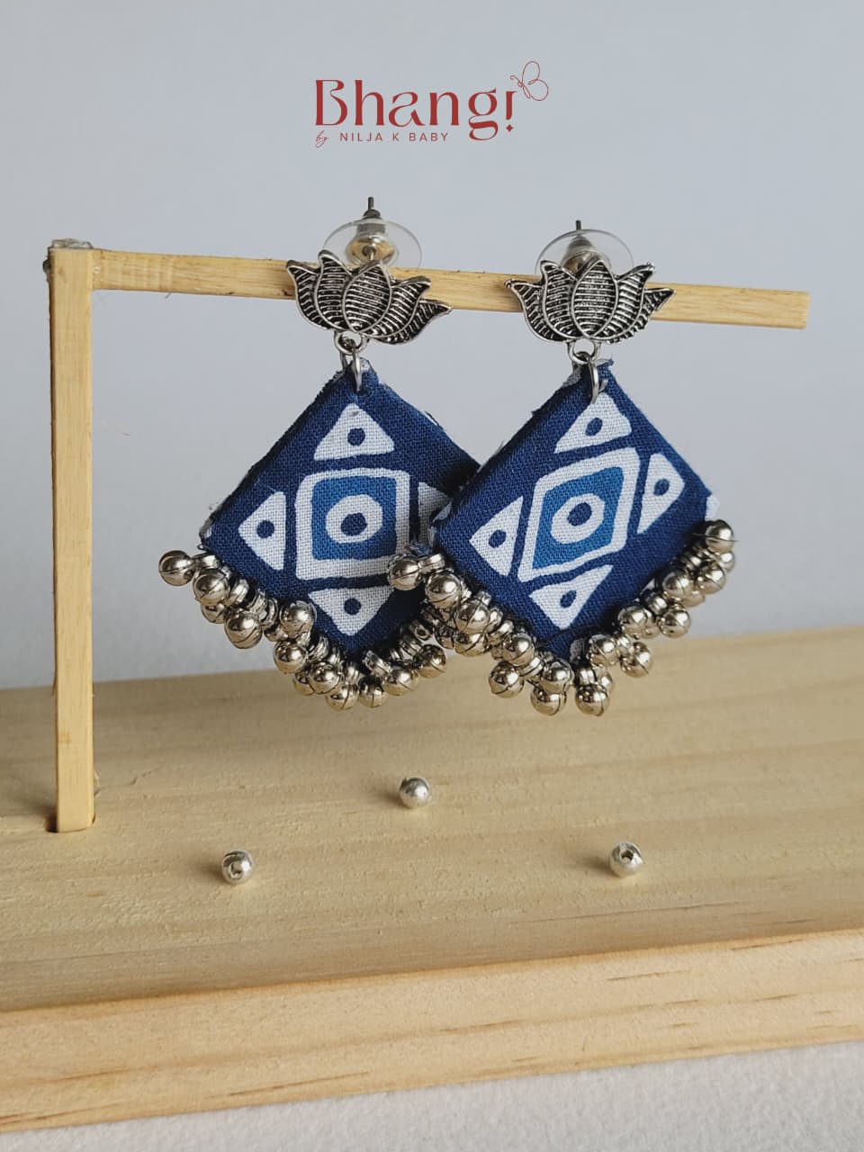 Neelambari Lotus Fabric Earrings