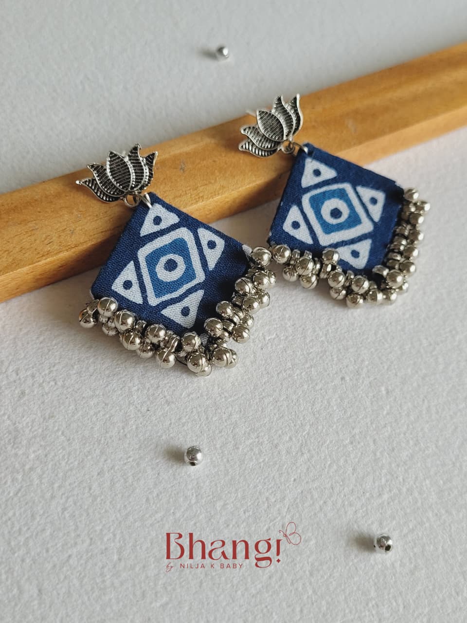 Neelambari Lotus Fabric Earrings