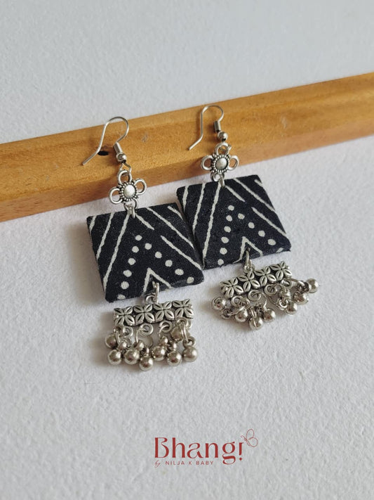 Karthumbi Floral Fringe Fabric Earrings