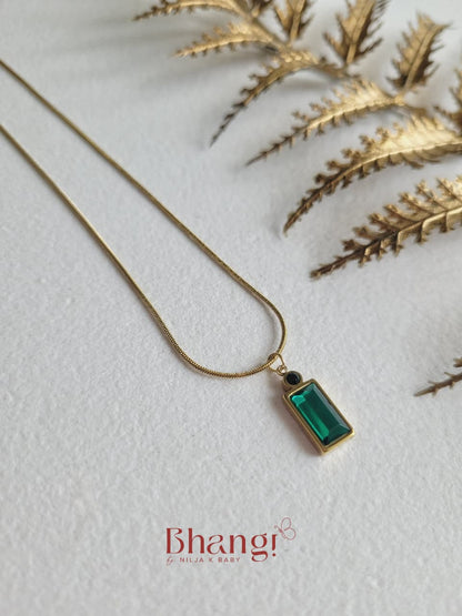 Emerald Geometry Pendant Necklace