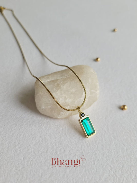 Emerald Geometry Pendant Necklace