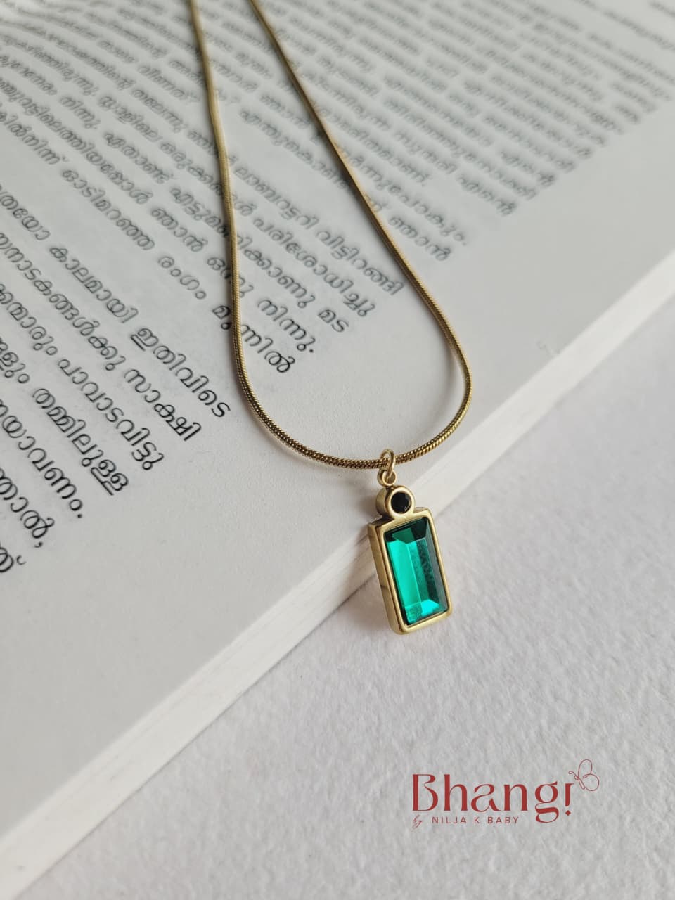 Emerald Geometry Pendant Necklace