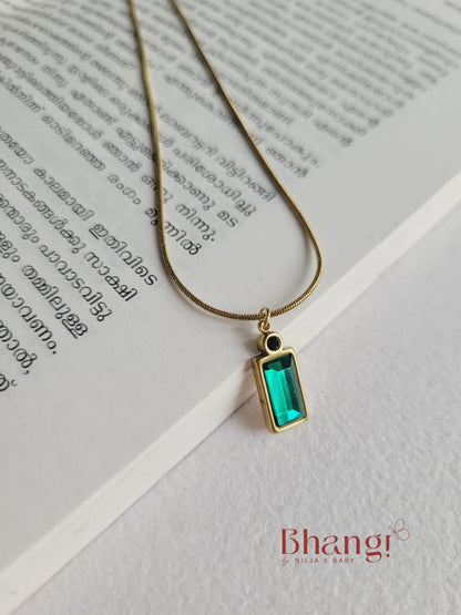 Emerald Geometry Pendant Necklace