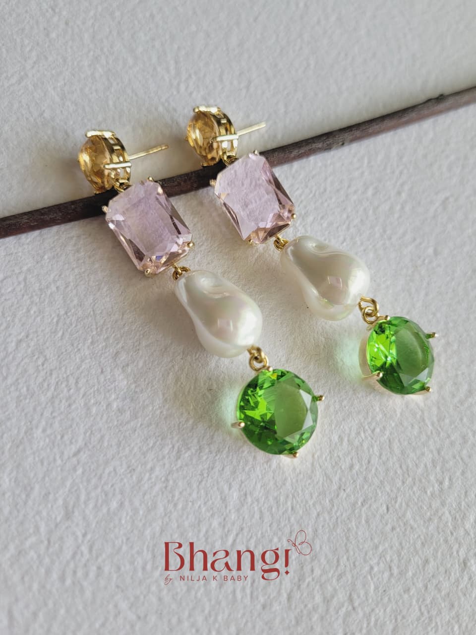 Emerald Pearl Cascade Earrings