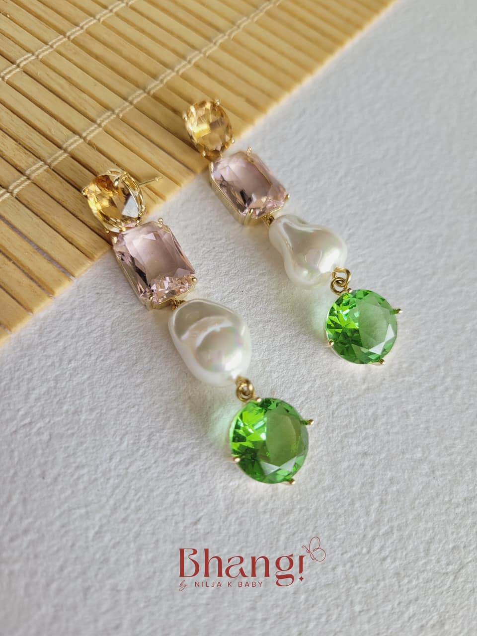 Emerald Pearl Cascade Earrings