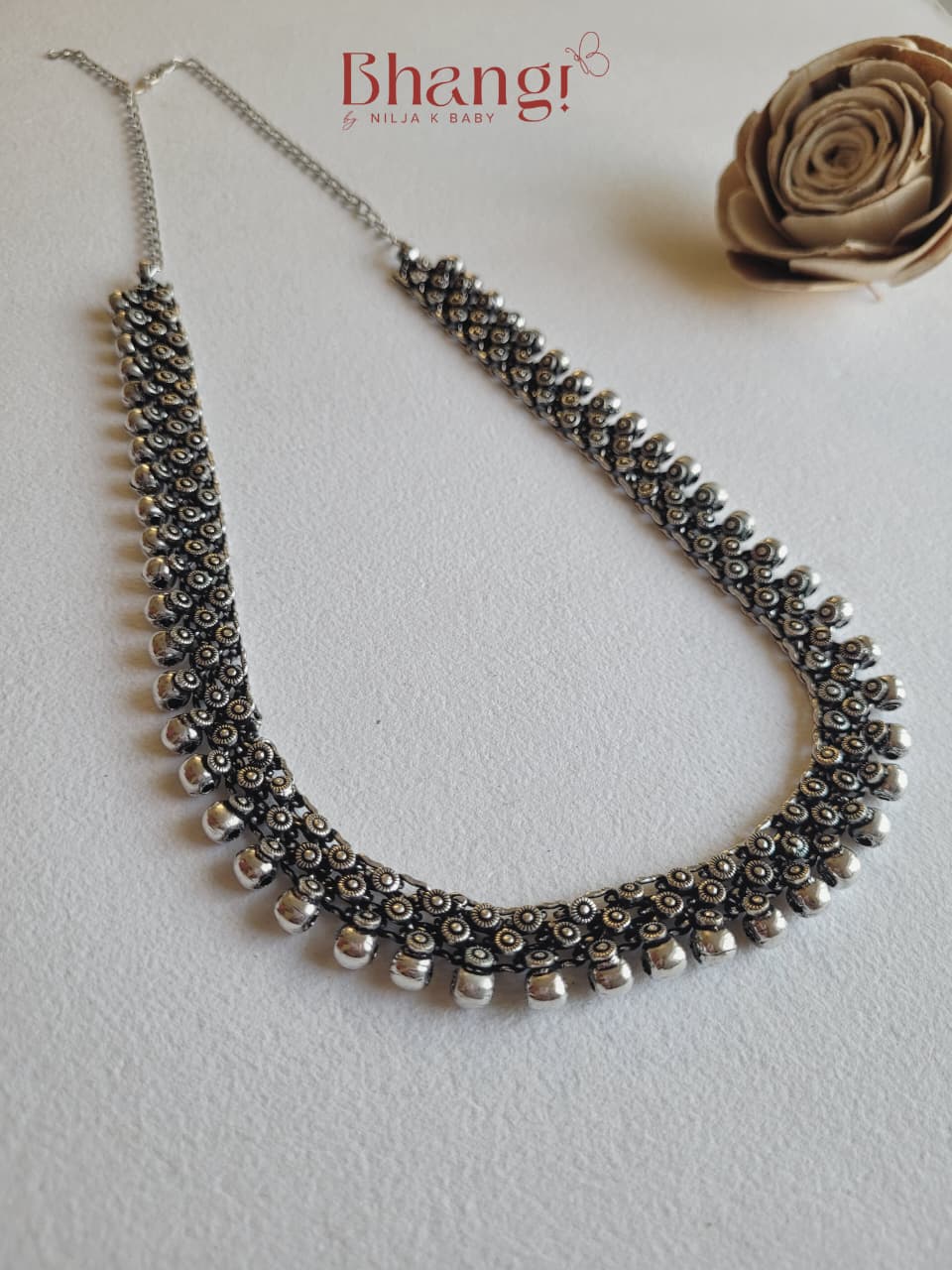 Premium Oxidised Silver Ghungroo Necklace