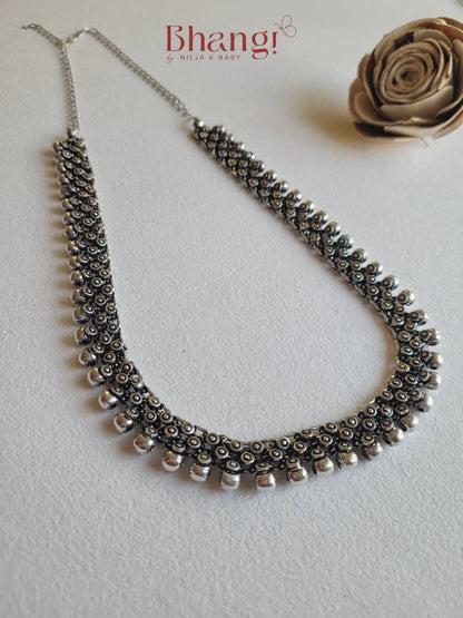 Premium Oxidised Silver Ghungroo Necklace