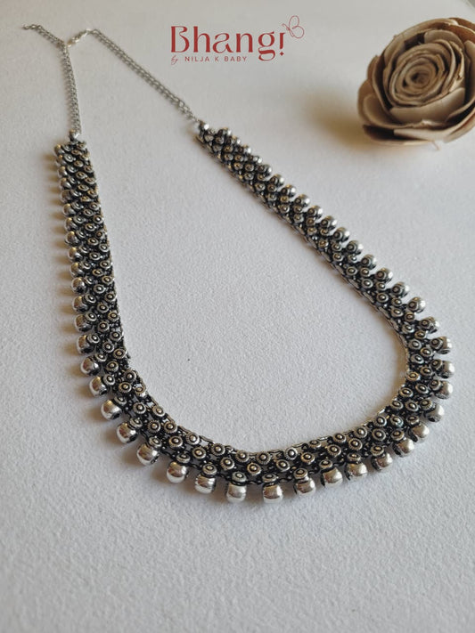 Premium Oxidised Silver Ghungroo Necklace
