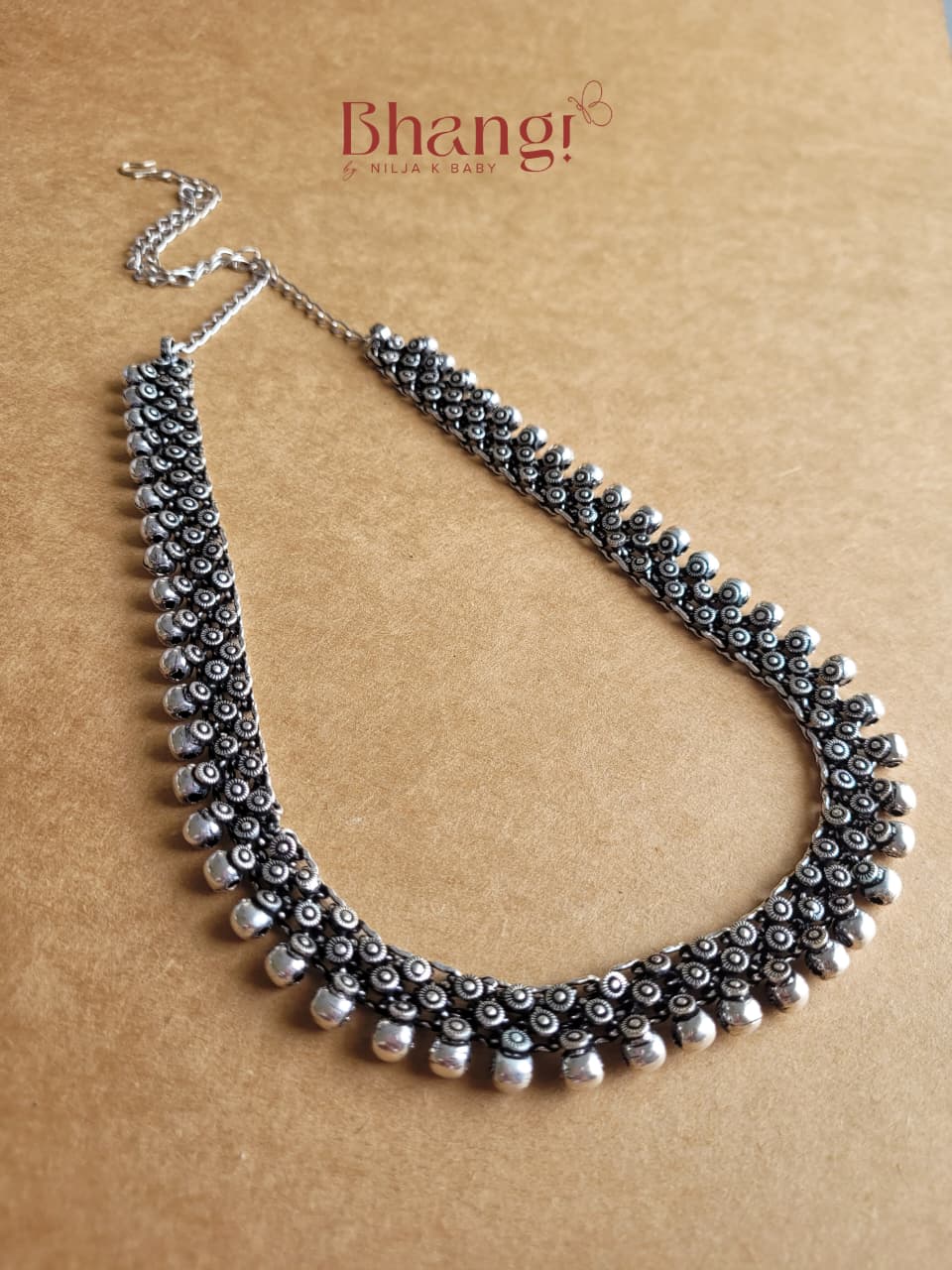 Premium Oxidised Silver Ghungroo Necklace