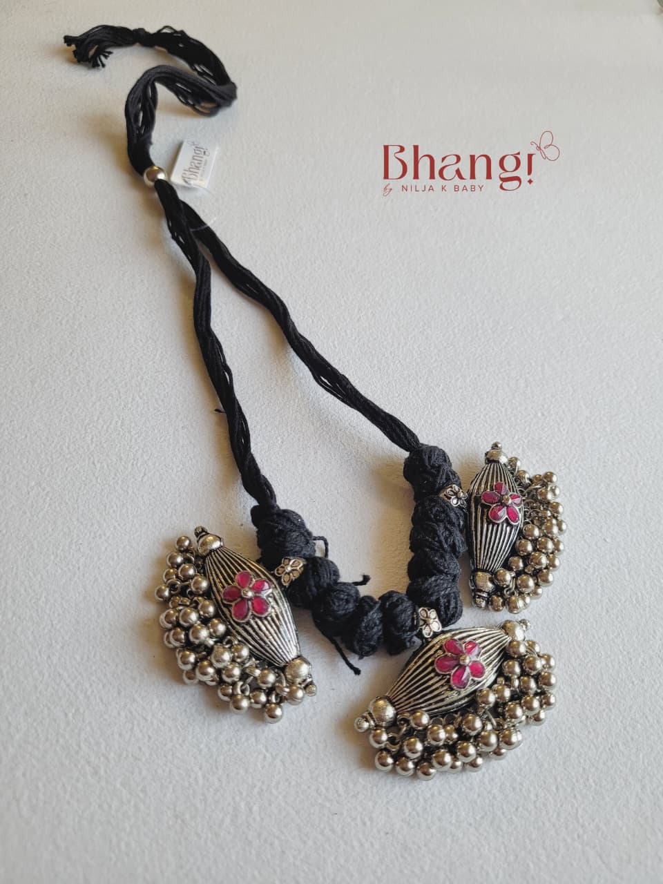 Gulabi Ghungroo Premium Oxidised Silver Necklace