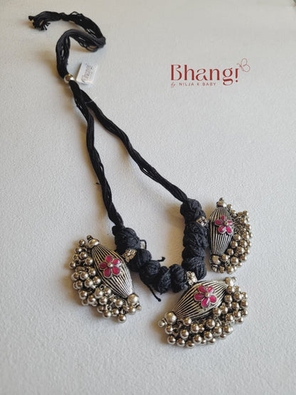 Gulabi Ghungroo Premium Oxidised Silver Necklace