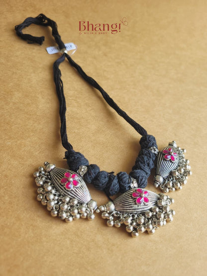 Gulabi Ghungroo Premium Oxidised Silver Necklace