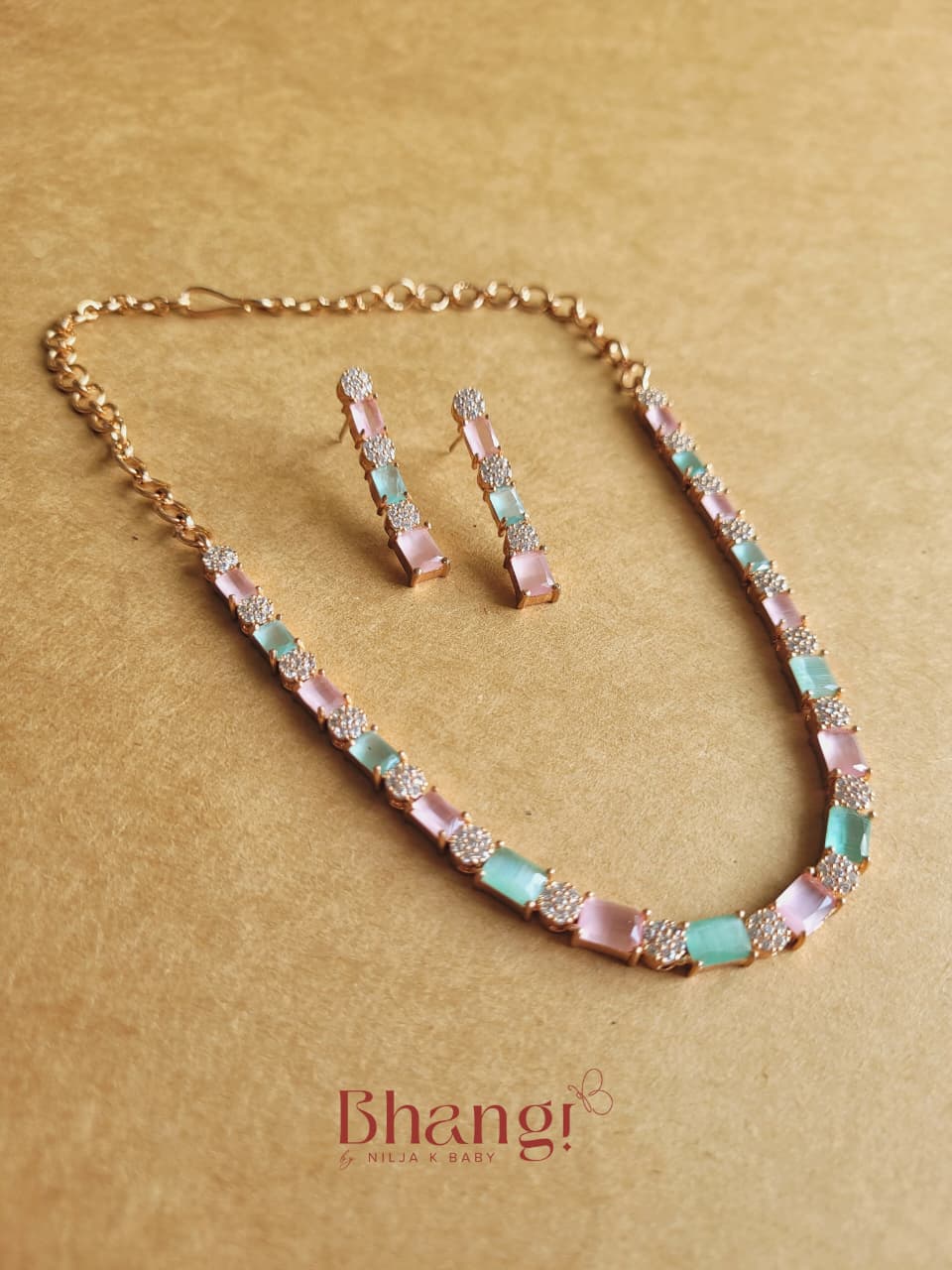 Roselle Pastel Elegance Premium CZ Necklace & Earring Set
