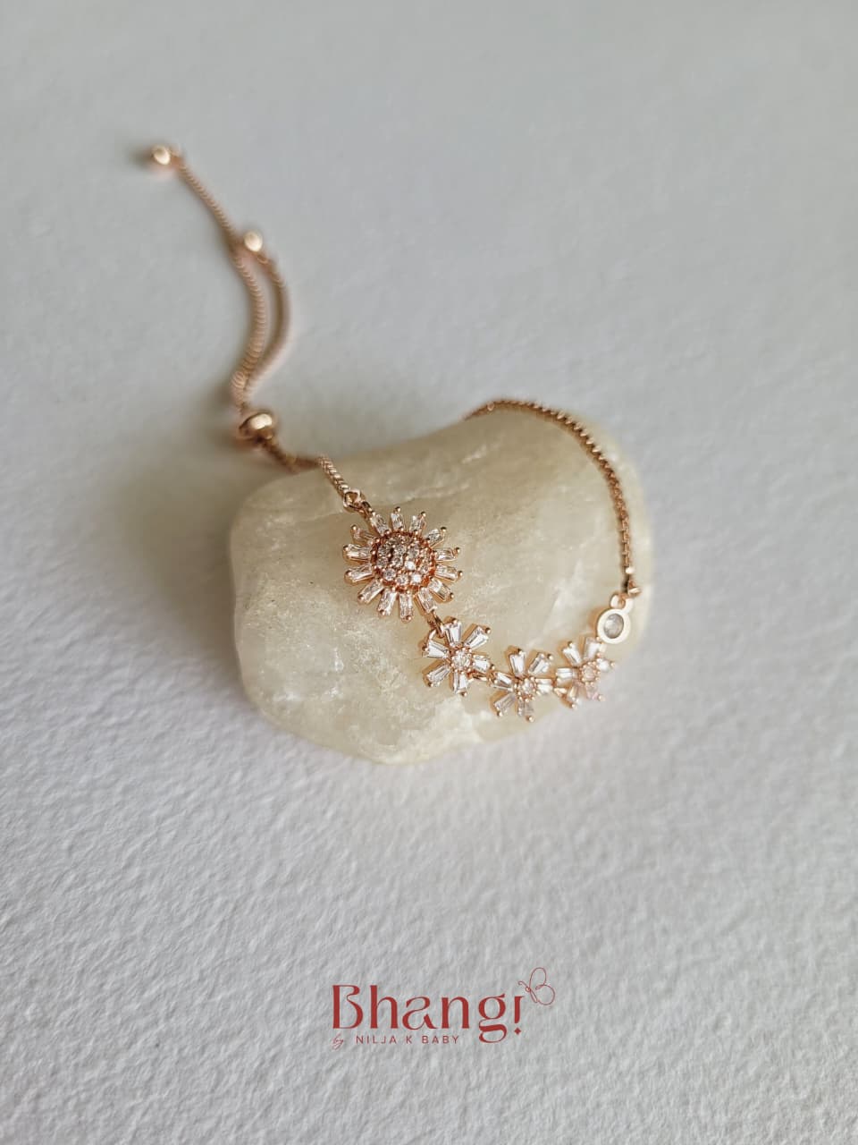 Aurelia Rose Gold Floral Adjustable Bracelet