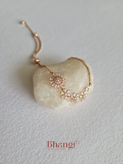 Aurelia Rose Gold Floral Adjustable Bracelet