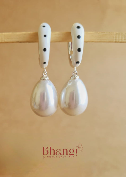 Elodie Polka Dot Pearl Drop Earrings