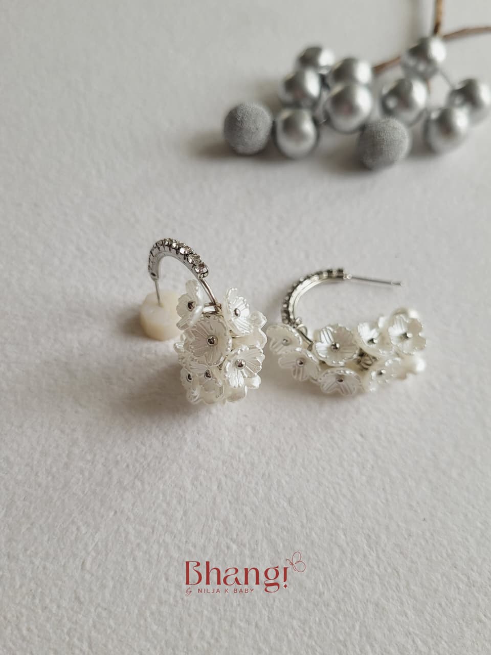 Fleur de Lune White Floral Drop Earrings