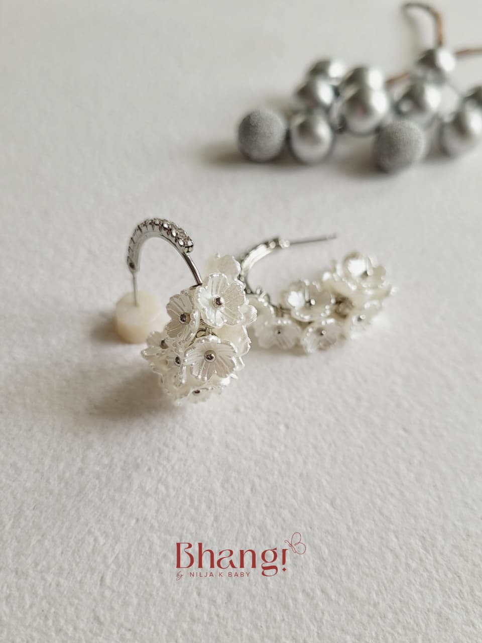 Fleur de Lune White Floral Drop Earrings