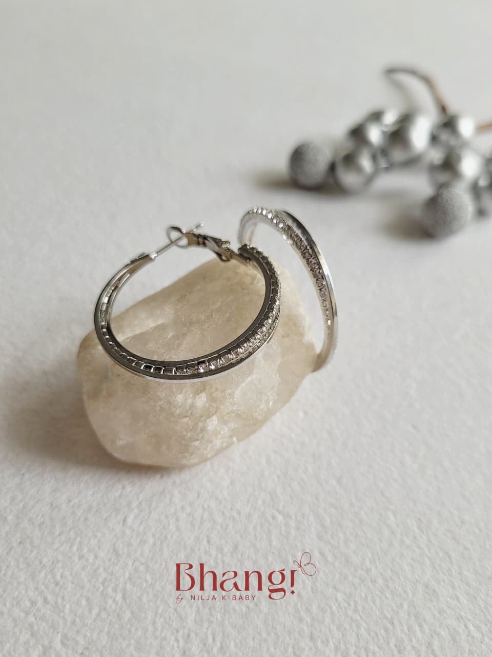 Celina Crystal Silver Hoop Earrings