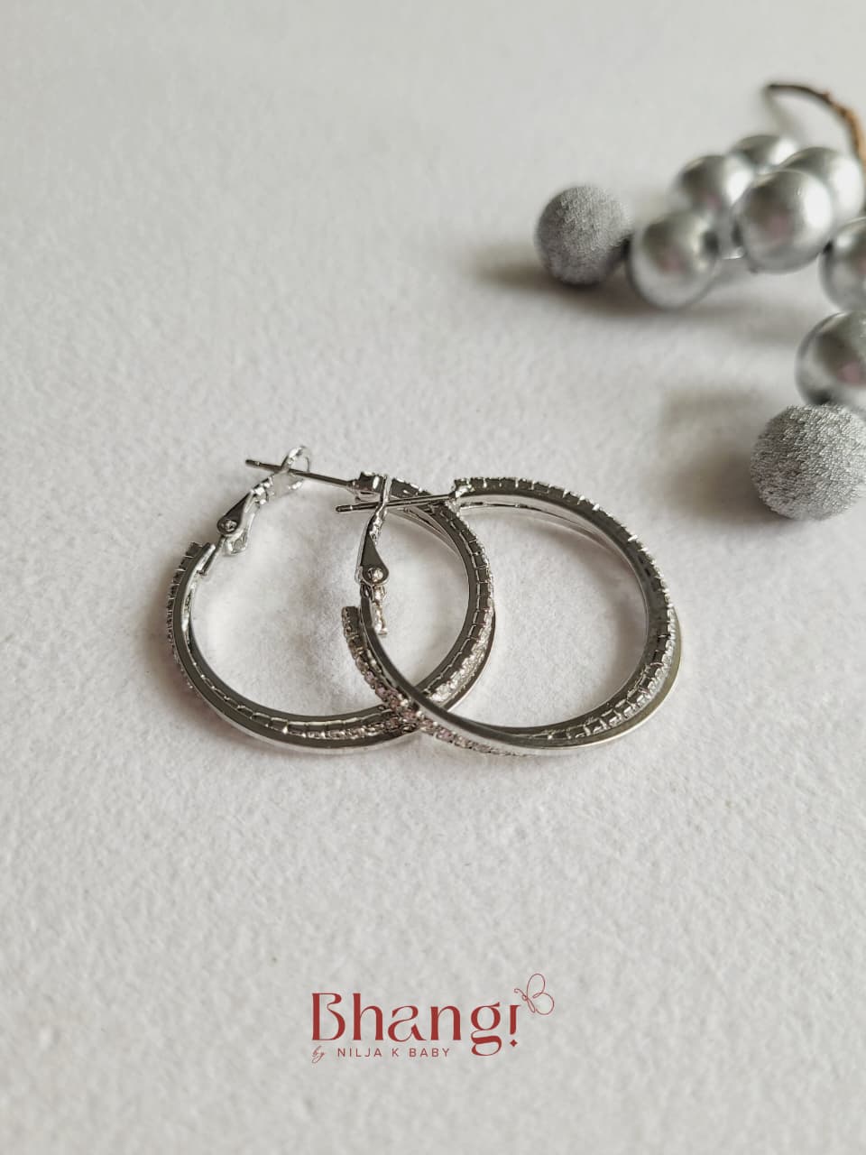 Celina Crystal Silver Hoop Earrings