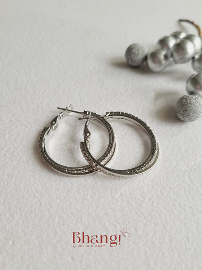 Celina Crystal Silver Hoop Earrings