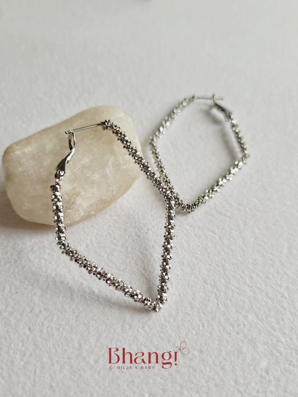Aria Shimmer Silver Statement Hoop Earrings