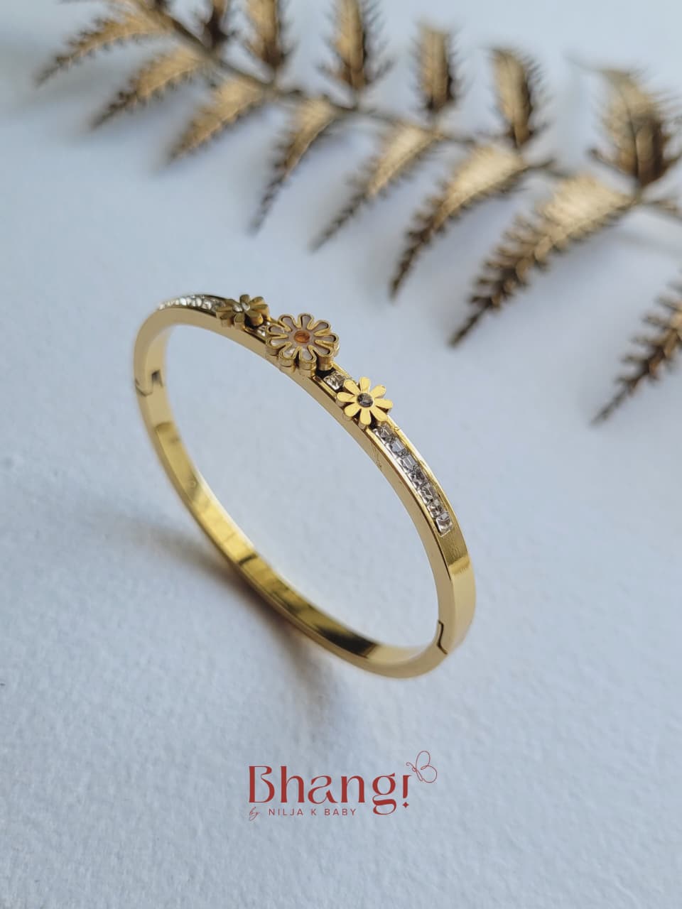 Petite Floral Charm Bangle